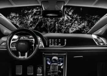 Sleek and stylish black car interior on Craiyon