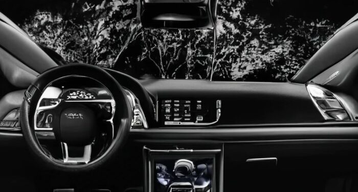 Sleek and stylish black car interior on Craiyon